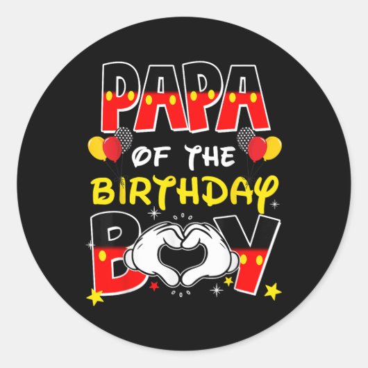 Papa en papa van het verjaardagsfeestje ronde sticker (Voorkant)