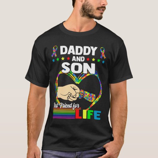Papa en zoon beste vriend voor het leven autisme p t-shirt (Voorkant)