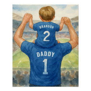 Papa en zoon Matching Jerseys Football Papa Perfect Poster