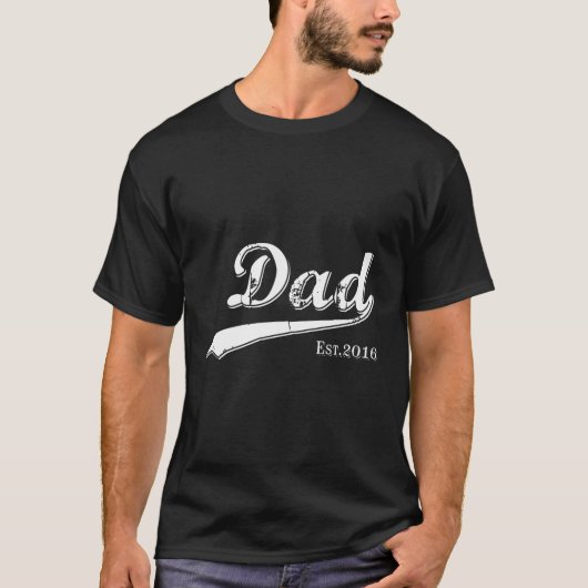 Papa Est 2016 Vaderdag Daddy Opgericht 2016 T-shirt (Voorkant)