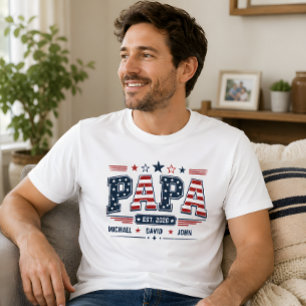 Papa Est 2026 USA Patriottische Vlag Aangepaste Ki T-shirt