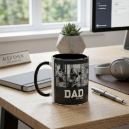 Papa Est 3 Foto Zwart & Wit Jaar Vaderdag Mok