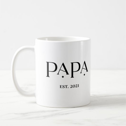 Papa Est. Datum met kindernamen | Moderne tekst Koffiemok (Links)