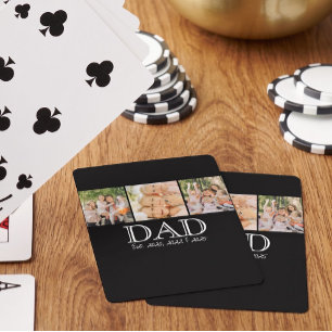 Papa Est. Witte Vetgedrukte Minimale Tekst 3 Foto' Pokerkaarten