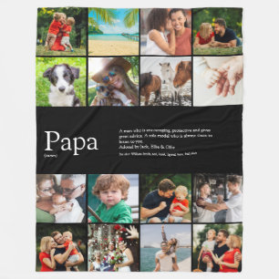Papa Ever Definition Photo Collage Black Fleece Deken