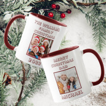 Papa Familie Kerstmis Foto Maroon & Wit