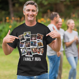 Papa Family Man Foto Collage Instant Photo Dark T-shirt