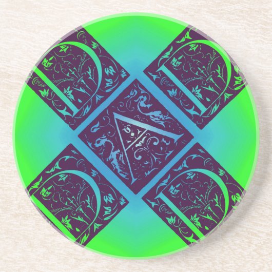 Papa Fancy Text Blue en Green Onderzetter (Voorkant)