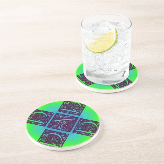 Papa Fancy Text Blue en Green Onderzetter (Zijkant)