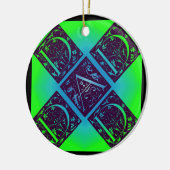Papa Fancy Text Blue en Green Ornament (Links)