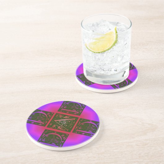 Papa Fancy Text Paars Red Onderzetter (Zijkant)