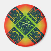 Papa Fancy Typografie Patroon Zwart & Sinaasappel Magneet (Voorkant)