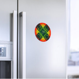 Papa Fancy Typografie Patroon Zwart & Sinaasappel Magneet