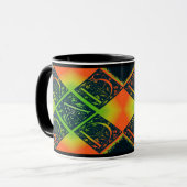 Papa Fancy Typografie Patroon Zwart & Sinaasappel Mok (Voorkant links)