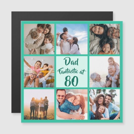 Papa fantastisch op 80-jarige fotomagnetische kaar (Voorkant / Achterkant)