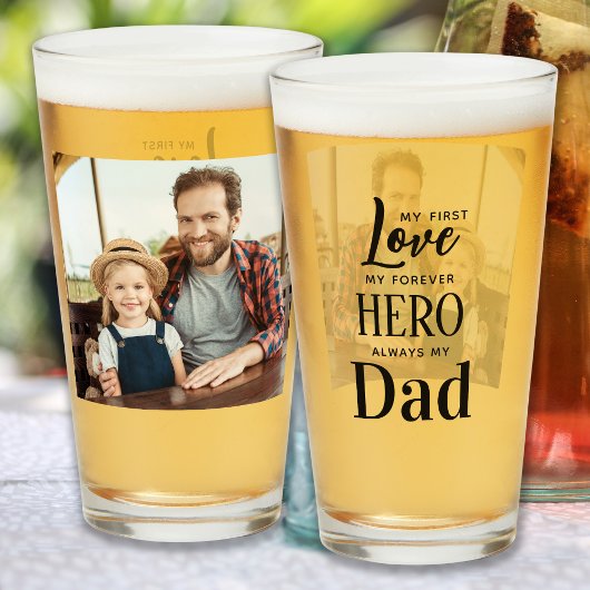 Papa First Love for ever Hero Personalized Foto Glas