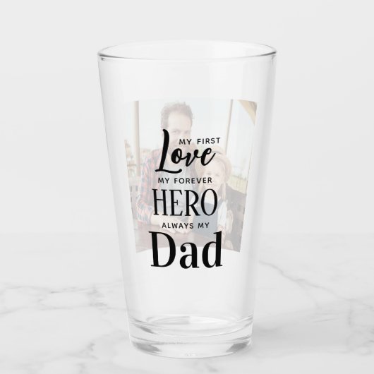 Papa First Love for ever Hero Personalized Foto Glas (Voorkant)