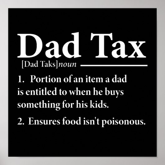 Papa Fiscale Definitie Grappig Papa Sarcastisch Poster (Voorkant)