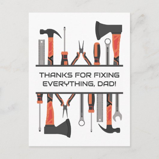 Papa Fixing Tools, Garageworkshop, Vaderdag, Feestdagenkaart (Voorkant)