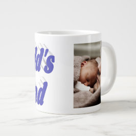 Papa foto blauwe tekst grote koffiekop