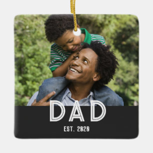 Papa Foto Cadeau Vaderdag Magneet Keramisch Ornament