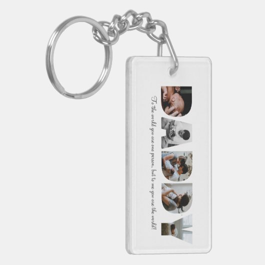 Papa Foto Collage Sleutelhanger voor Vaderdag (Voorkant Links)