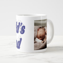 Papa foto donkerblauwe tekst grote koffiekop