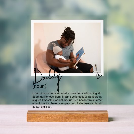 Papa foto en gepersonaliseerde zelfstandig naamwoo acryl bord (Neutraal)