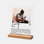 Papa foto en gepersonaliseerde zelfstandig naamwoo acryl bord (Hoek)
