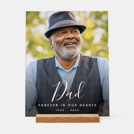 Papa Foto Memorial Begrafenis Tribute Acryl Bord (Voorkant)