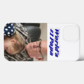 Papa foto met blauwe tekst Case-Mate iPhone case (Achterkant (horizontaal))