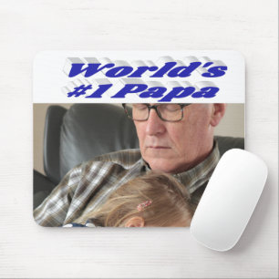 Papa-foto met blauwe tekst muismat