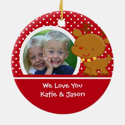 Papa Foto met kerstversiering Keramisch Ornament (Achterkant)