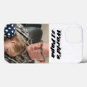 Papa foto met zwarte tekst iPhone hoes (Achterkant (horizontaal))