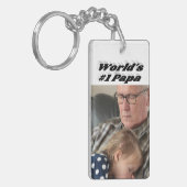 Papa-foto met zwarte tekst sleutelhanger (Voorkant Links)