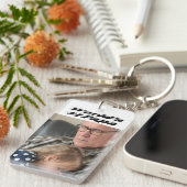 Papa-foto met zwarte tekst sleutelhanger (Voorkant Rechts)