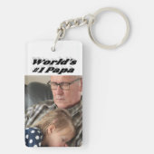 Papa-foto met zwarte tekst sleutelhanger (achterkant)