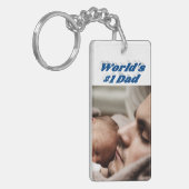 Papa Foto zee blauwe tekst Sleutelhanger (Voorkant Links)