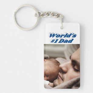 Papa Foto zee blauwe tekst Sleutelhanger