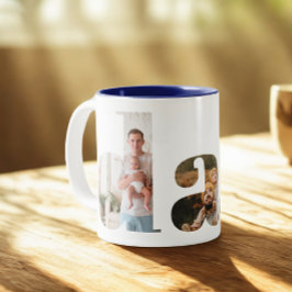 Papa Fotocollage, Een van een soort Vaderdag Gift Tweekleurige Koffiemok