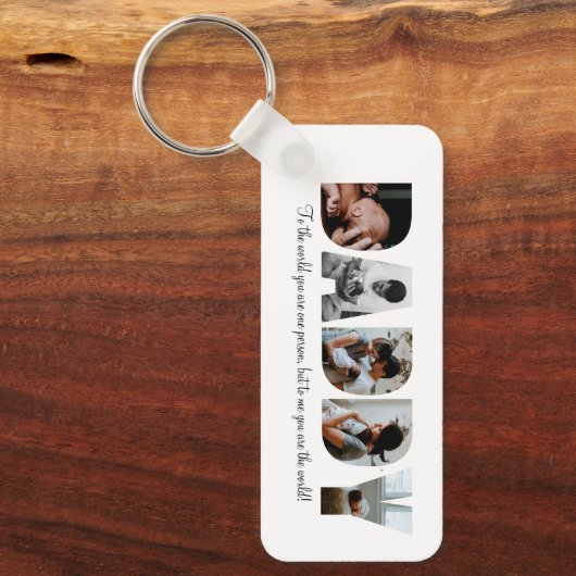 Papa Fotocollage Keepsake, Vaderdag Gift Sleutelhanger (Voorkant)