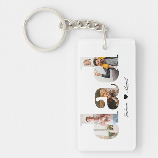 Papa fotocollage, Vaderdag cadeau voor papa Sleutelhanger (Voorkant)