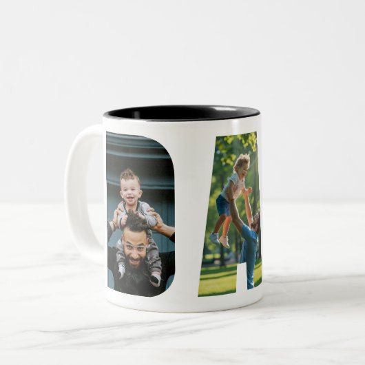 Papa Fotocollage Vaderdag Tweekleurige Koffiemok (Voorkant links)