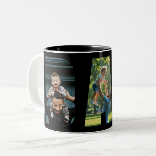 Papa Fotocollage Vaderdag Tweekleurige Koffiemok (Voorkant links)