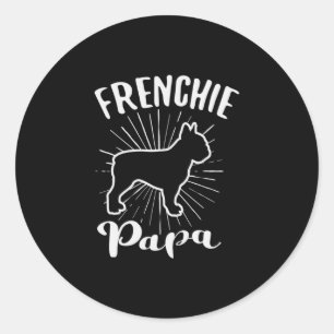 Papa Frans Bulldog Frans Puppy Hond Ronde Sticker