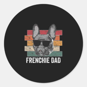 Papa Franse Bulldog Retro Kleding Voor Mannen Kind Ronde Sticker