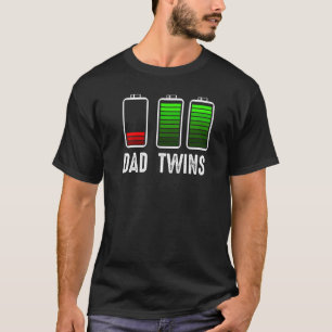 Papa Fully Fathers Day Charge Twins Energy Daughte T-shirt