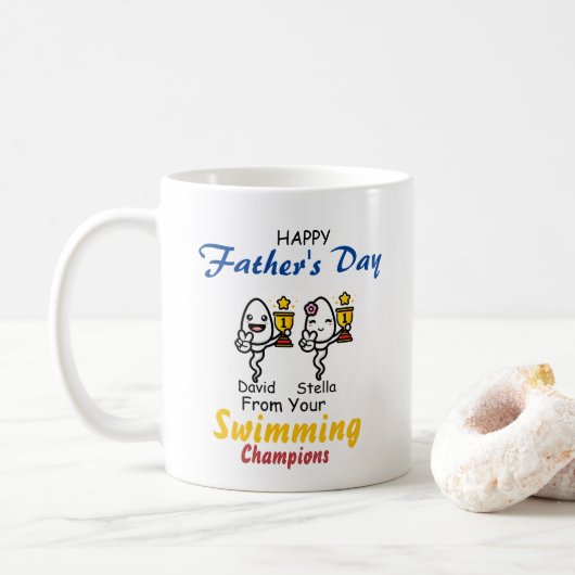 Papa Funny zwemmer Sperm Father Swimming Champions Koffiemok (Met donut)
