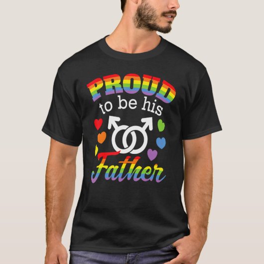 Papa Gay Son Rainbow Pride Flag LGBTQ Parent T-shirt (Voorkant)