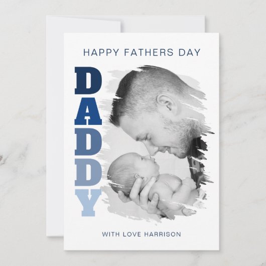 Papa geborsteld effect foto vaders dag feestdagenkaart (Voorkant)